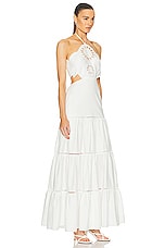 PatBO Lasercut Cotton Poplin Maxi Dress in White, view 2, click to view large image.