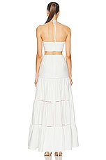 PatBO Lasercut Cotton Poplin Maxi Dress in White, view 3, click to view large image.