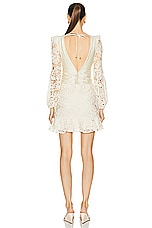 PatBO Crochet Plunge Mini Dress in Wheat, view 4, click to view large image.