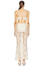 PatBO Embroidered Crochet Halterneck Dress in Wheat, view 3, click to view large image.