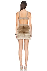 PatBO Metallic Fringe Cut-Out Mini Dress in Gold, view 3, click to view large image.