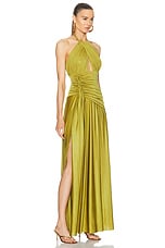 PatBO Metallic Jersey Halterneck Maxi Dress in Absinthe, view 2, click to view large image.