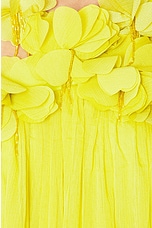 PatBO Hand-Embroidered 3D Flower Gown in Acid Yellow, view 4, click to view large image.