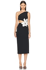 PatBO Flower Applique Midi Dress in Black, view 1, click to view large image.