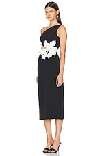 PatBO Flower Applique Midi Dress in Black, view 3, click to view large image.