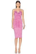 PatBO Embroidered Metallic Jersey Midi Dress in Lilac, view 1, click to view large image.