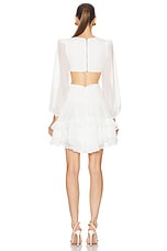 PatBO Deep V Cutout Mini Dress in White, view 3, click to view large image.