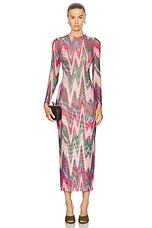 PatBO Wave Printed Tulle Maxi Dress in Multi, view 1, click to view large image.