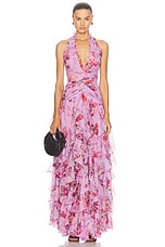 PatBO Floral Haze Stretch Tulle Maxi Dress in Violet, view 1, click to view large image.