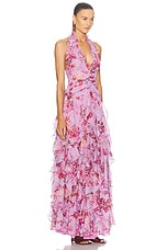 PatBO Floral Haze Stretch Tulle Maxi Dress in Violet, view 2, click to view large image.