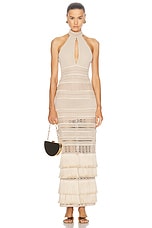 PatBO Metallic Knit Halterneck Maxi Dress in Clay, view 1, click to view large image.