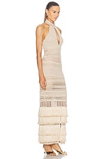 PatBO Metallic Knit Halterneck Maxi Dress in Clay, view 2, click to view large image.