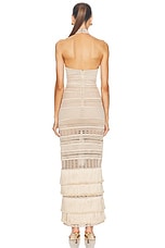 PatBO Metallic Knit Halterneck Maxi Dress in Clay, view 3, click to view large image.