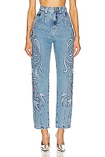 PatBO Hand Beaded Straight Leg Jean in Denim, view 1, click to view large image.