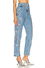 PatBO Hand Beaded Straight Leg Jean in Denim, view 2, click to view large image.