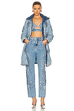 PatBO Hand Beaded Straight Leg Jean in Denim, view 4, click to view large image.