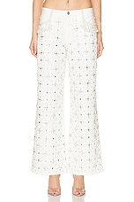 PatBO Beaded Wide Leg in White, view 1, click to view large image.
