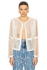 PatBO Fully Beaded Jacket in White, view 1, click to view large image.