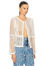 PatBO Fully Beaded Jacket in White, view 2, click to view large image.