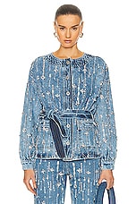 PatBO Rhinestone Beaded Jacket in Denim, view 1, click to view large image.
