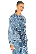 PatBO Rhinestone Beaded Jacket in Denim, view 2, click to view large image.