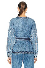 PatBO Rhinestone Beaded Jacket in Denim, view 3, click to view large image.