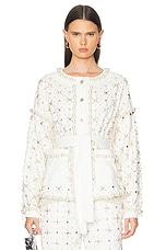 PatBO Beaded Denim Jacket in White, view 1, click to view large image.