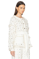 PatBO Beaded Denim Jacket in White, view 2, click to view large image.