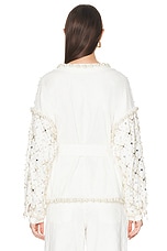 PatBO Beaded Denim Jacket in White, view 3, click to view large image.