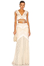 PatBO Fringe Trim Maxi Skirt in Sandstone, view 4, click to view large image.