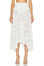 PatBO Metallic Lace Beach Skirt in White, view 1, click to view large image.