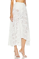 PatBO Metallic Lace Beach Skirt in White, view 2, click to view large image.
