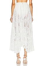 PatBO Metallic Lace Beach Skirt in White, view 3, click to view large image.