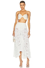 PatBO Metallic Lace Beach Skirt in White, view 4, click to view large image.
