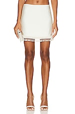 PatBO Beaded Mini Skirt in White, view 1, click to view large image.