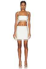 PatBO Beaded Mini Skirt in White, view 4, click to view large image.