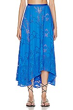 PatBO Stretch Lace Beach Skirt in Cobalt, view 1, click to view large image.