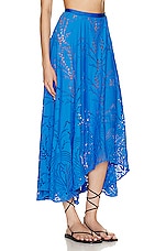 PatBO Stretch Lace Beach Skirt in Cobalt, view 2, click to view large image.