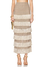 PatBO Metallic Fringe Maxi Skirt in Gold, view 1, click to view large image.