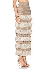 PatBO Metallic Fringe Maxi Skirt in Gold, view 2, click to view large image.