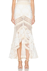 PatBO Fluted Lace Maxi Skirt in Natural, view 1, click to view large image.