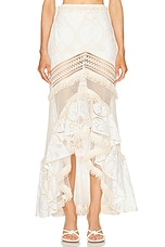 PatBO Fluted Lace Maxi Skirt in Natural, view 1, click to view large image.