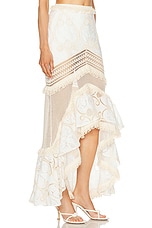 PatBO Fluted Lace Maxi Skirt in Natural, view 2, click to view large image.