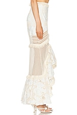 PatBO Fluted Lace Maxi Skirt in Natural, view 3, click to view large image.