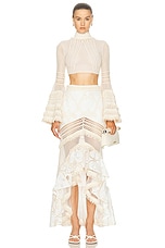 PatBO Fluted Lace Maxi Skirt in Natural, view 5, click to view large image.
