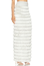 PatBO Metallic Fringe Maxi Skirt in Silver, view 2, click to view large image.