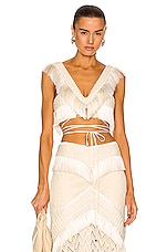 PatBO Fringe Trim Cropped Top in Bone, view 1, click to view large image.