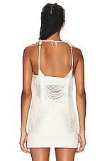 PatBO Draped Fringe Top in White, view 3, click to view large image.