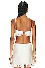 PatBO Beaded Crop Top in White, view 3, click to view large image.