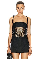 PatBO Draped Fringe Top in Black, view 1, click to view large image.